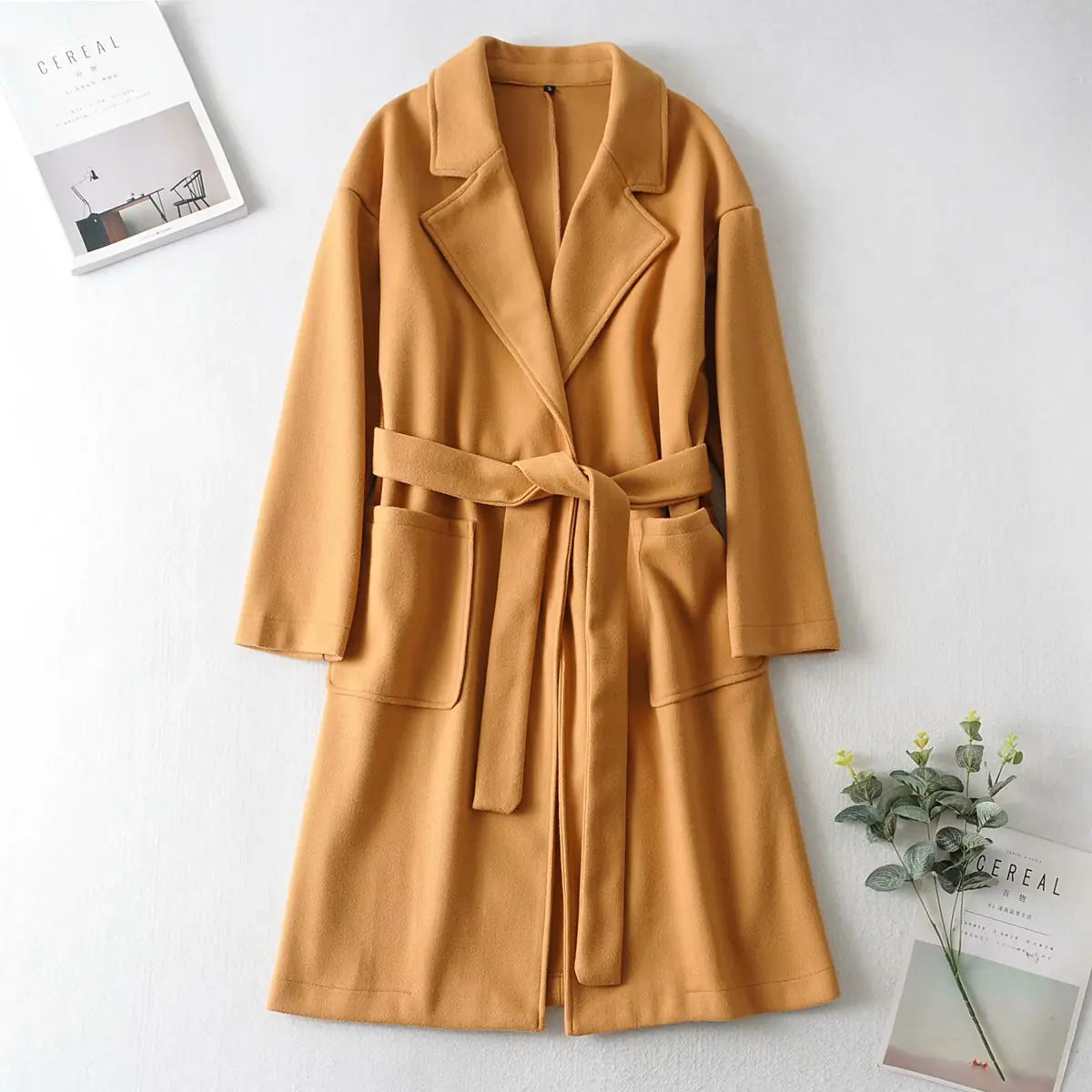 Korean Style Mid-Length Women's Woolen Slim Coat