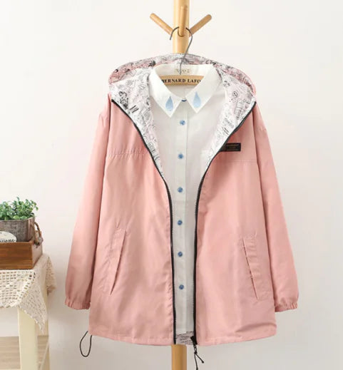 Korean Style Reversible Baseball Trench Coat Jacket