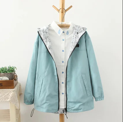 Korean Style Reversible Baseball Trench Coat Jacket