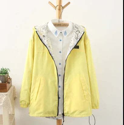 Korean Style Reversible Baseball Trench Coat Jacket