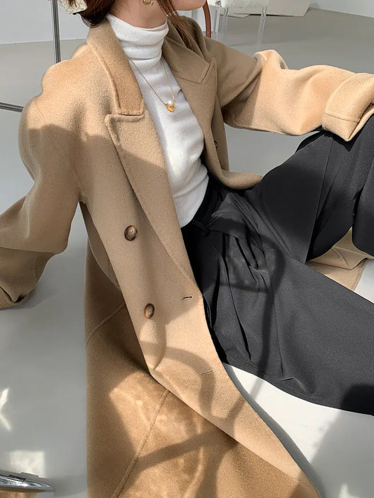 Elegant Vintage Mid-Length Double Breasted Suit Coat