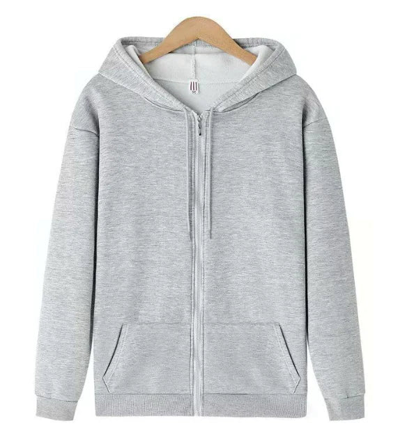 Gray Hooded Zipper Sweatshirt for Women (Fall/Winter)