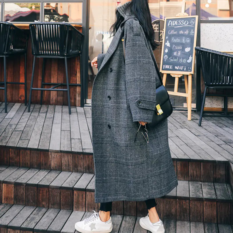 Plaid Coat Jacket for Casual Waist Slimming Style